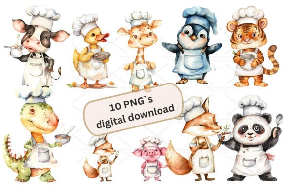 Animal Cook Clipart: 10 Charming PNGs for Your Next Project