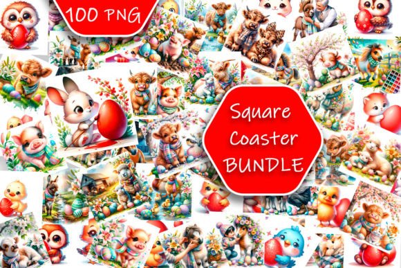 Animal Easter Square Coaster Sublimation: Crafting Seasonal Charm