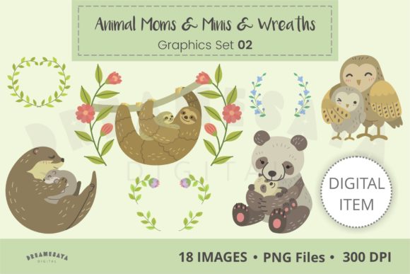 Animal Moms & Minis Clipart 02: A Whimsical Design Resource