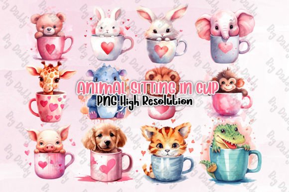 Animal Sitting in Cup Clipart PNG: A Charming Design Asset