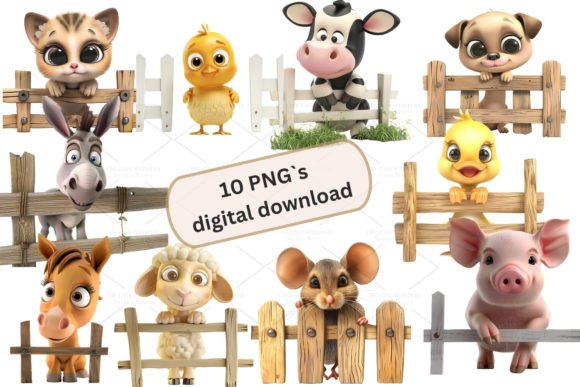 Charming Farm Animal 3D Clipart for Modern Craft Projects