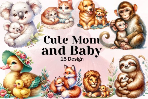 Cute Mom and Baby Animal Clipart: Design Asset Guide