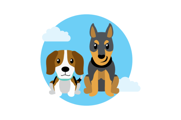 Dog Cute Animal Circle Cloud Vector: A Whimsical Design Asset