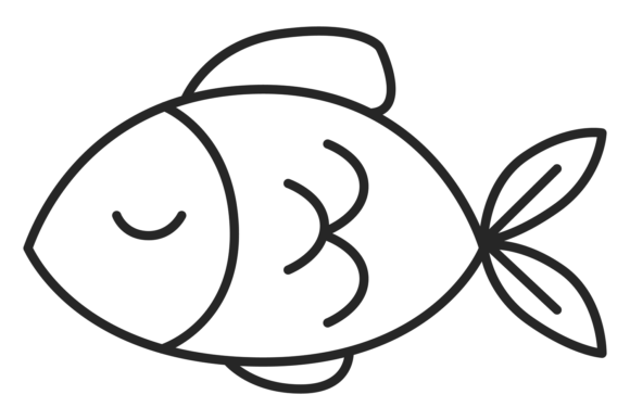 Fish Line Icon: Marine Fauna Animal Symbol for Designers