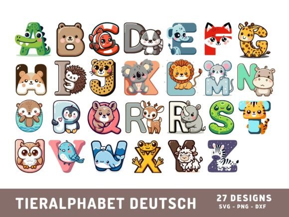 German Childer Animal Alphabet SVG: A Playful Design Asset