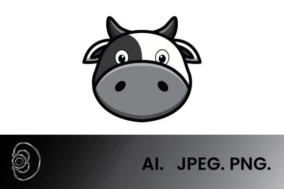 Greyscale Animal Cow Head Illustration: A Versatile Vector Asset