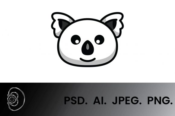 Greyscale Koala Head Illustration: Versatile Vector Art for Creators