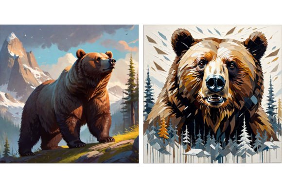 Low Poly Cartoon Bear Mosaic: A Playful Design Asset