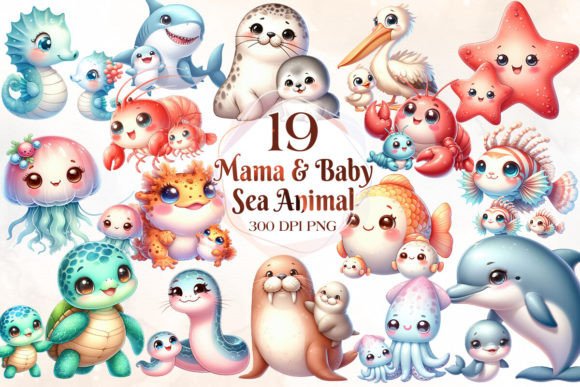 Mom and Baby Sea Animal: A Complete Guide to This Adorable Clipart Set