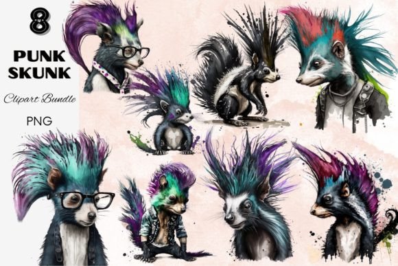 Rock Your Design World with the Punk Skunk Clipart Bundle