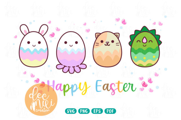 Set of Easter Eggs with Different Animal: Versatile Design Assets