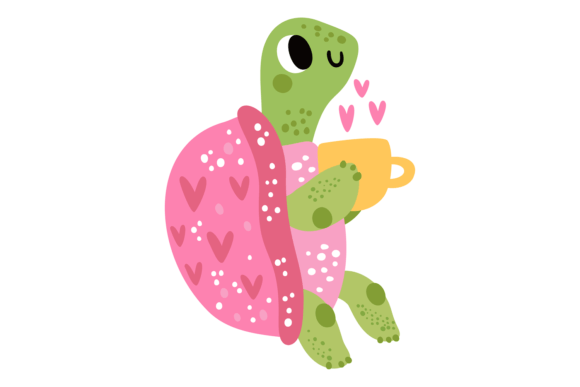 The Cozy Charm of Cute Turtle with Hot Mug